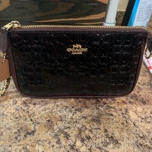 Coach Women's Signature Debossed Leather Wristlet
